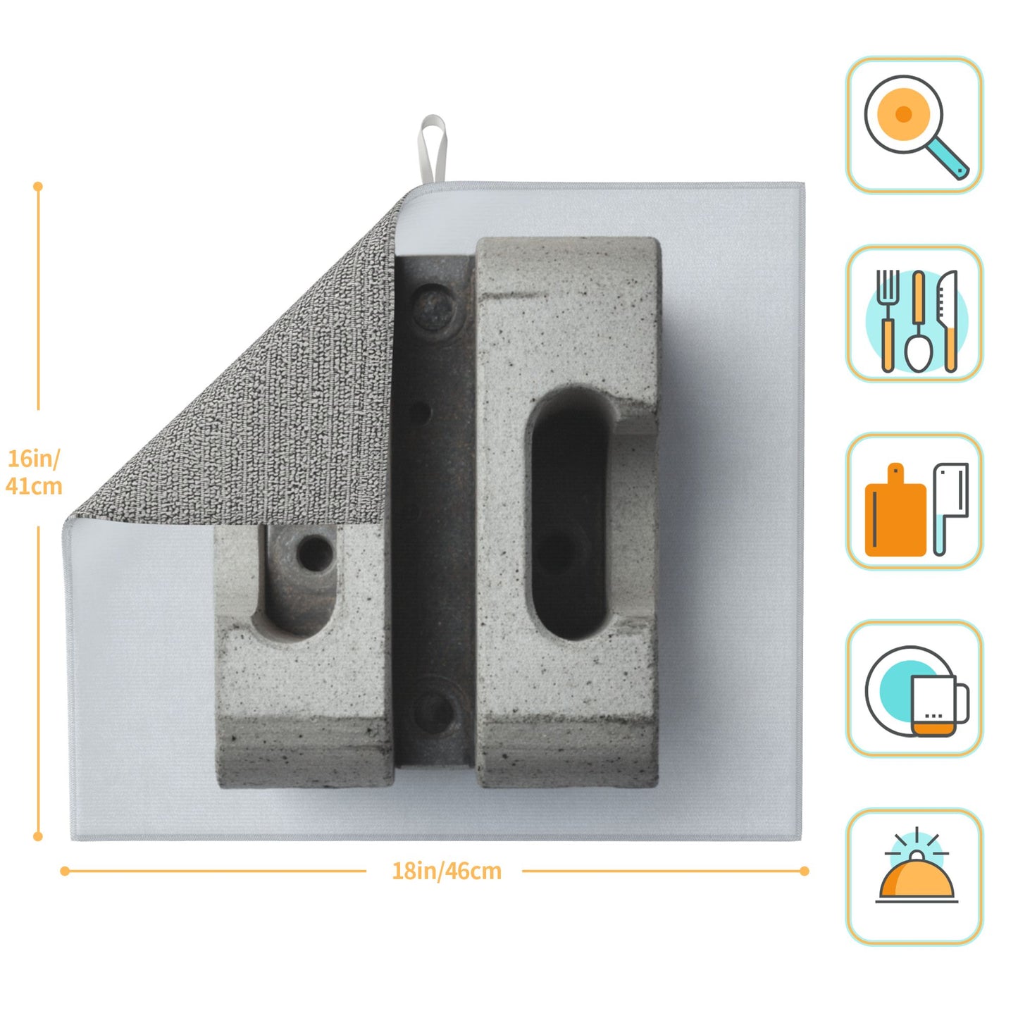 Concrete Structure Kitchen Drying Mat – Anti-Slip, Fast-Absorbing Counter Mat|Industrial Style|18×16in