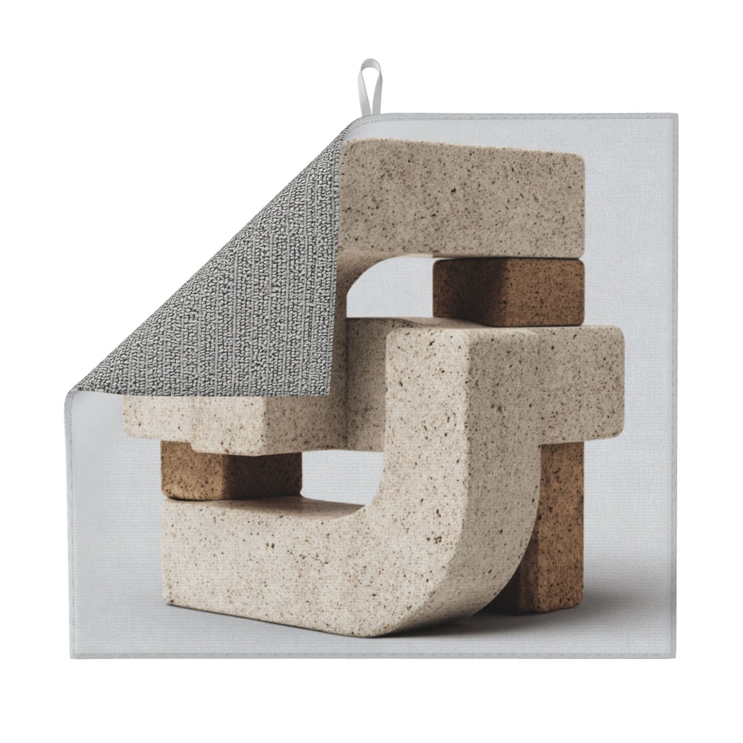 Beige Geometric Block Kitchen Drying Mat – Modern Minimalist Art | Water Absorbent & Anti-Slip | 18×16in