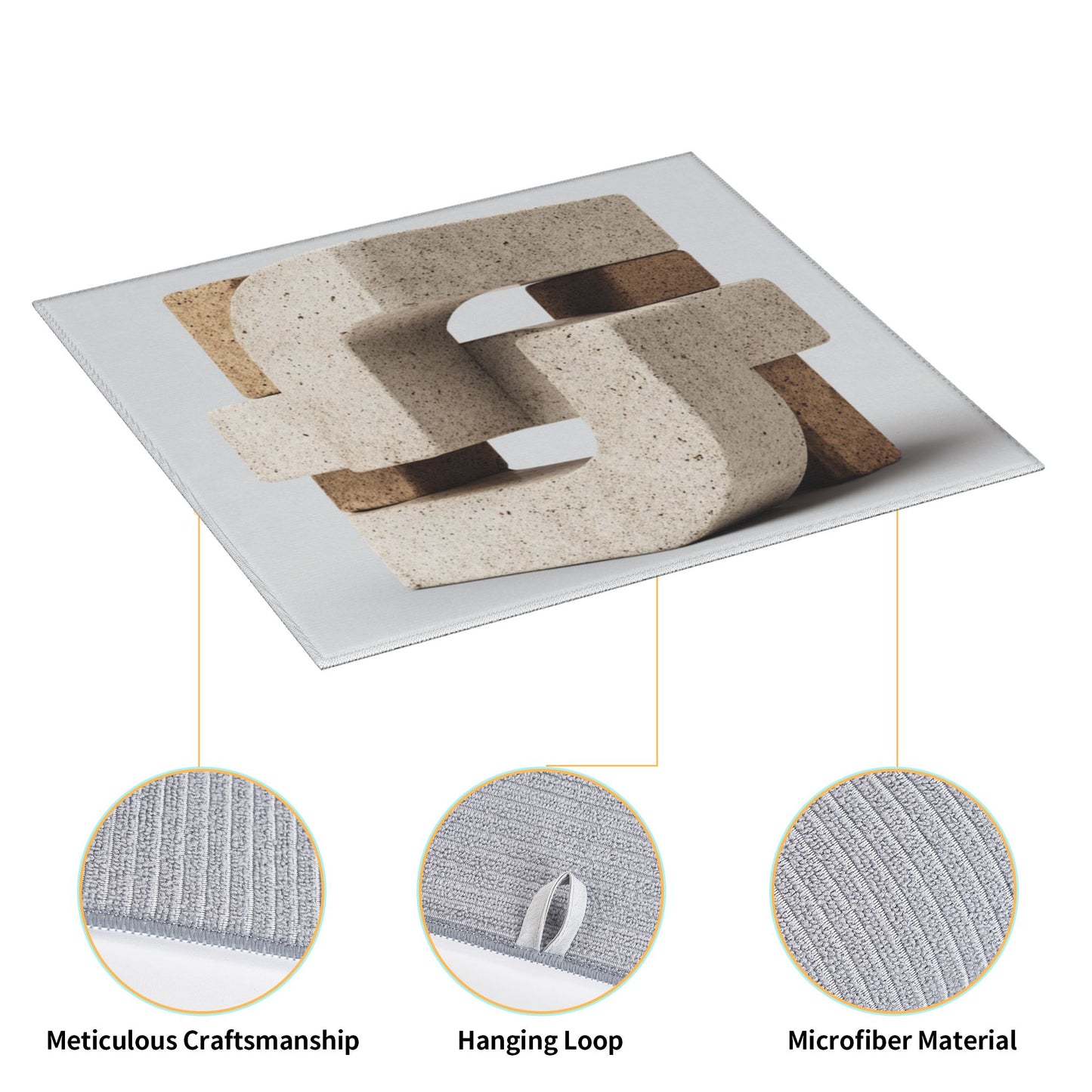 Beige Geometric Block Kitchen Drying Mat – Modern Minimalist Art | Water Absorbent & Anti-Slip | 18×16in