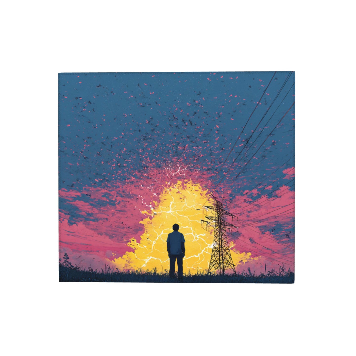 Electric Surge Kitchen Drying Mat – Power Tower Abstract Art 18×16in