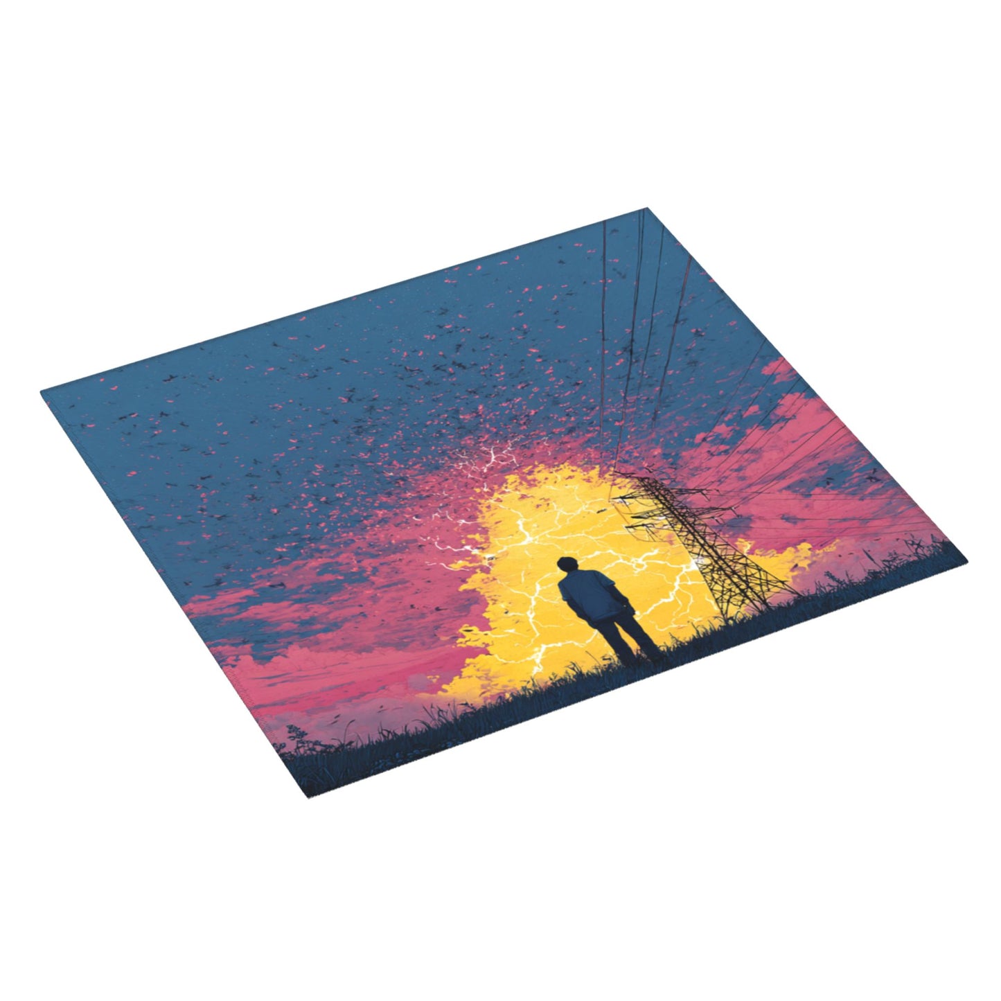 Electric Surge Kitchen Drying Mat – Power Tower Abstract Art 18×16in