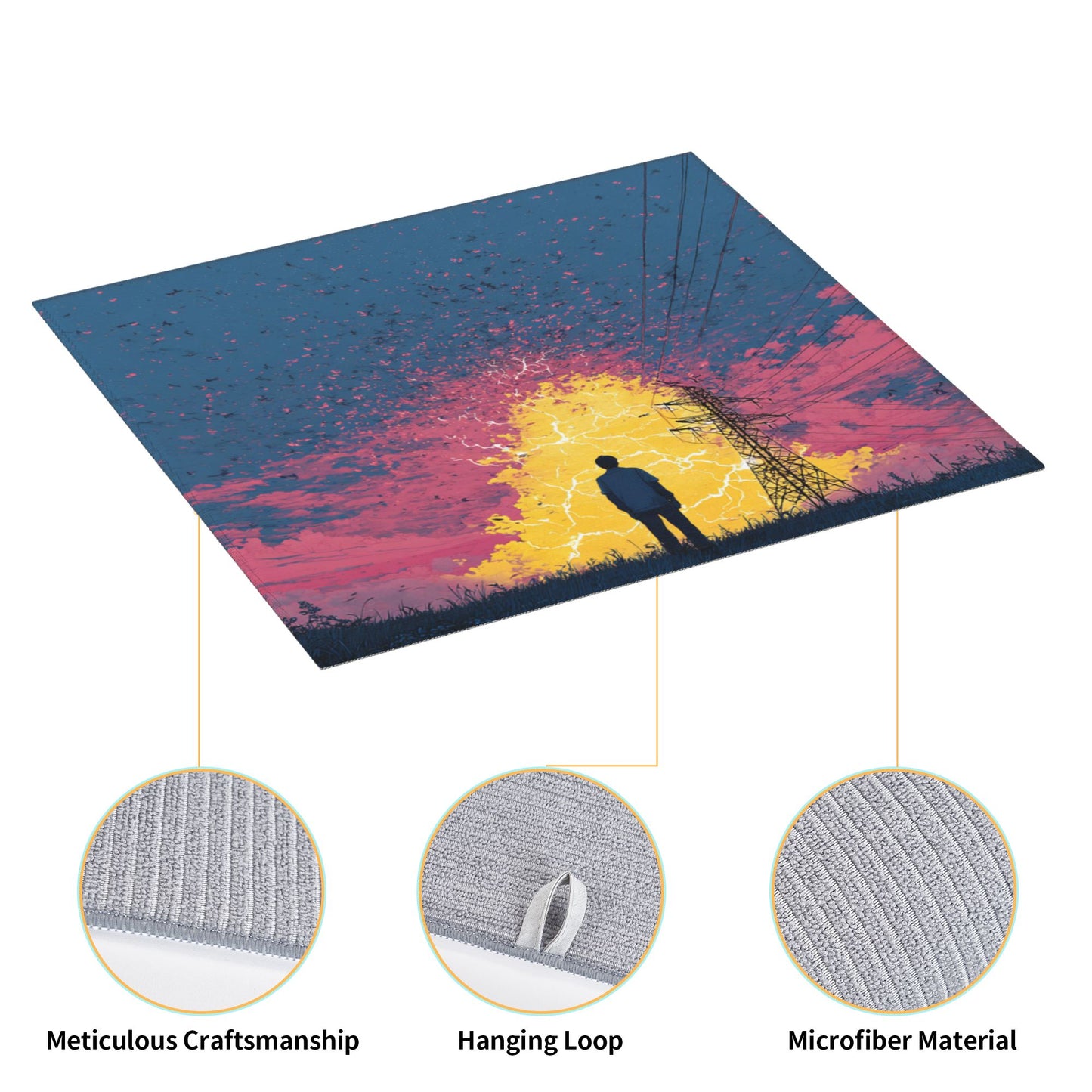 Electric Surge Kitchen Drying Mat – Power Tower Abstract Art 18×16in