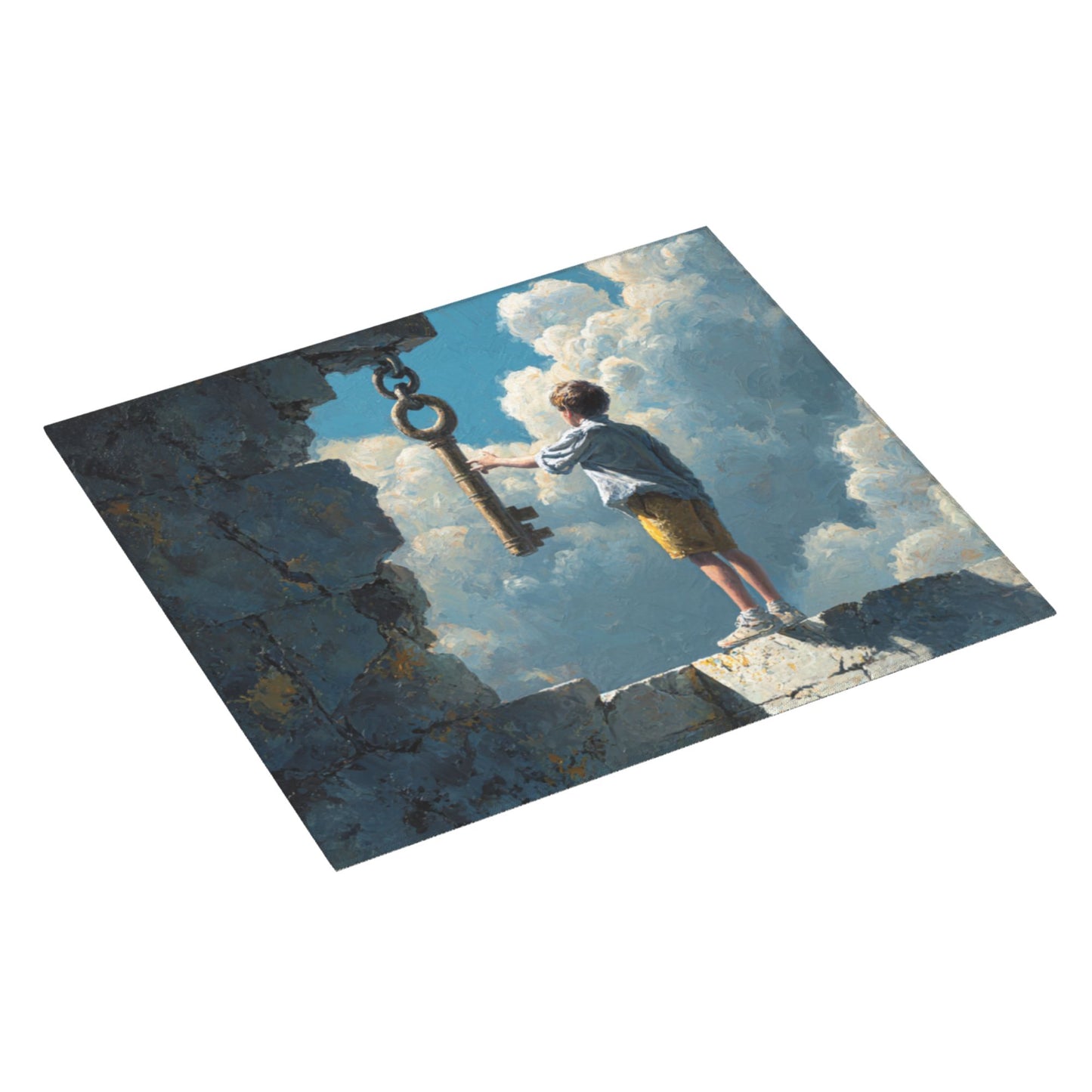 Dream Gate Kitchen Drying Mat – Cloud Key & Child Fantasy Art 18×16in