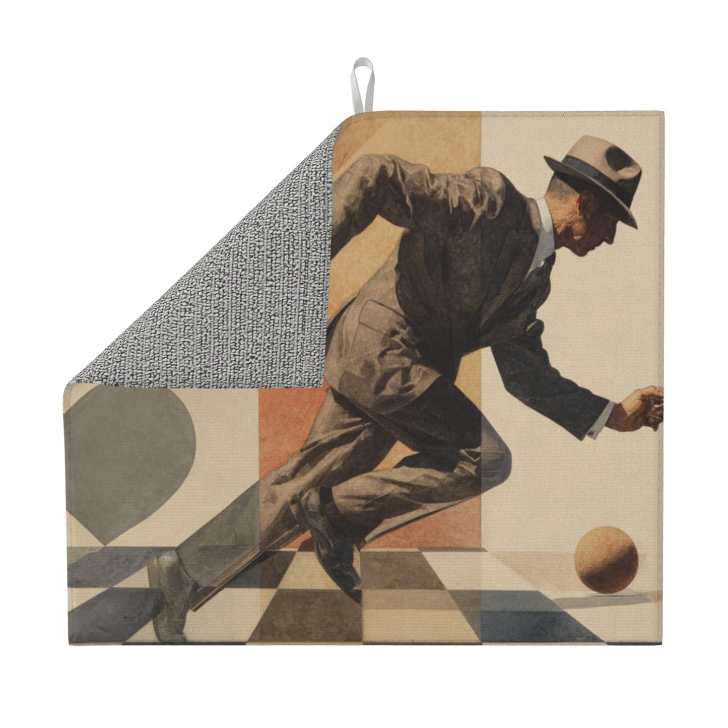 Vintage Gentleman Running Kitchen Drying Mat – Geometric Art Style 18×16in