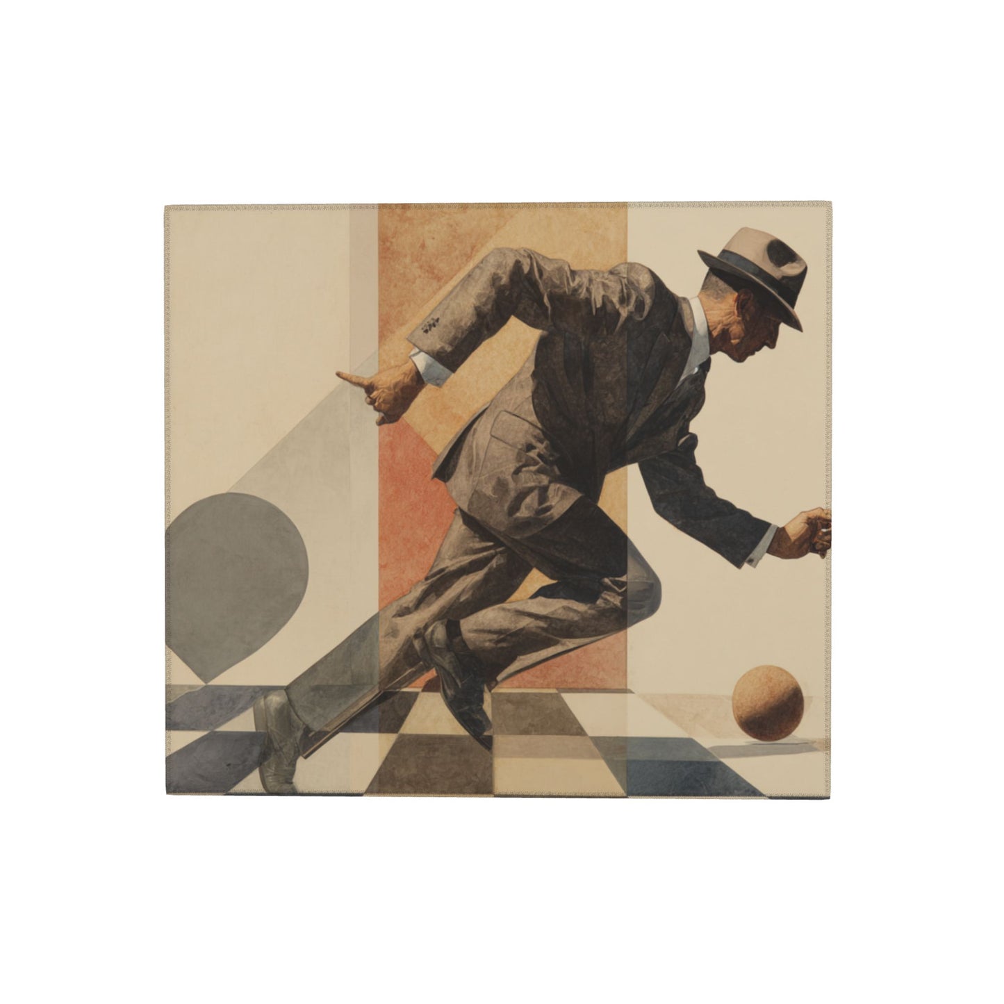Vintage Gentleman Running Kitchen Drying Mat – Geometric Art Style 18×16in