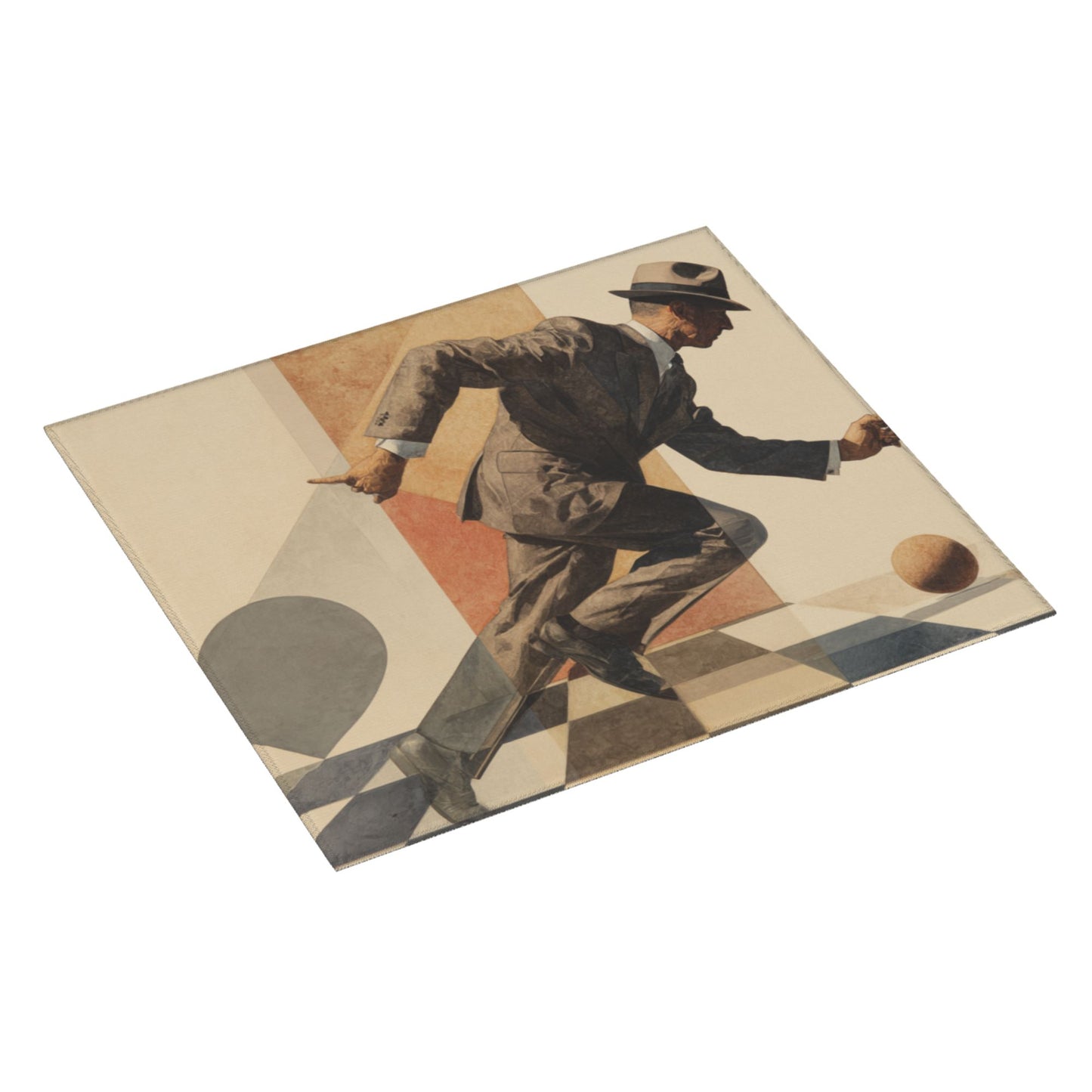 Vintage Gentleman Running Kitchen Drying Mat – Geometric Art Style 18×16in