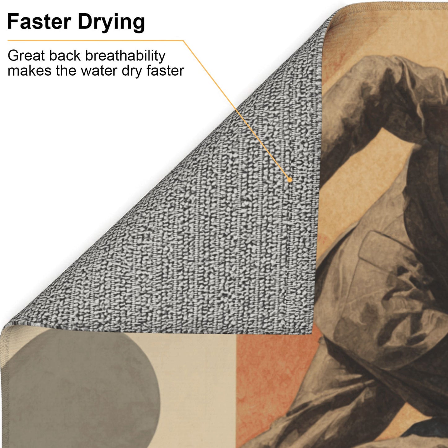 Vintage Gentleman Running Kitchen Drying Mat – Geometric Art Style 18×16in