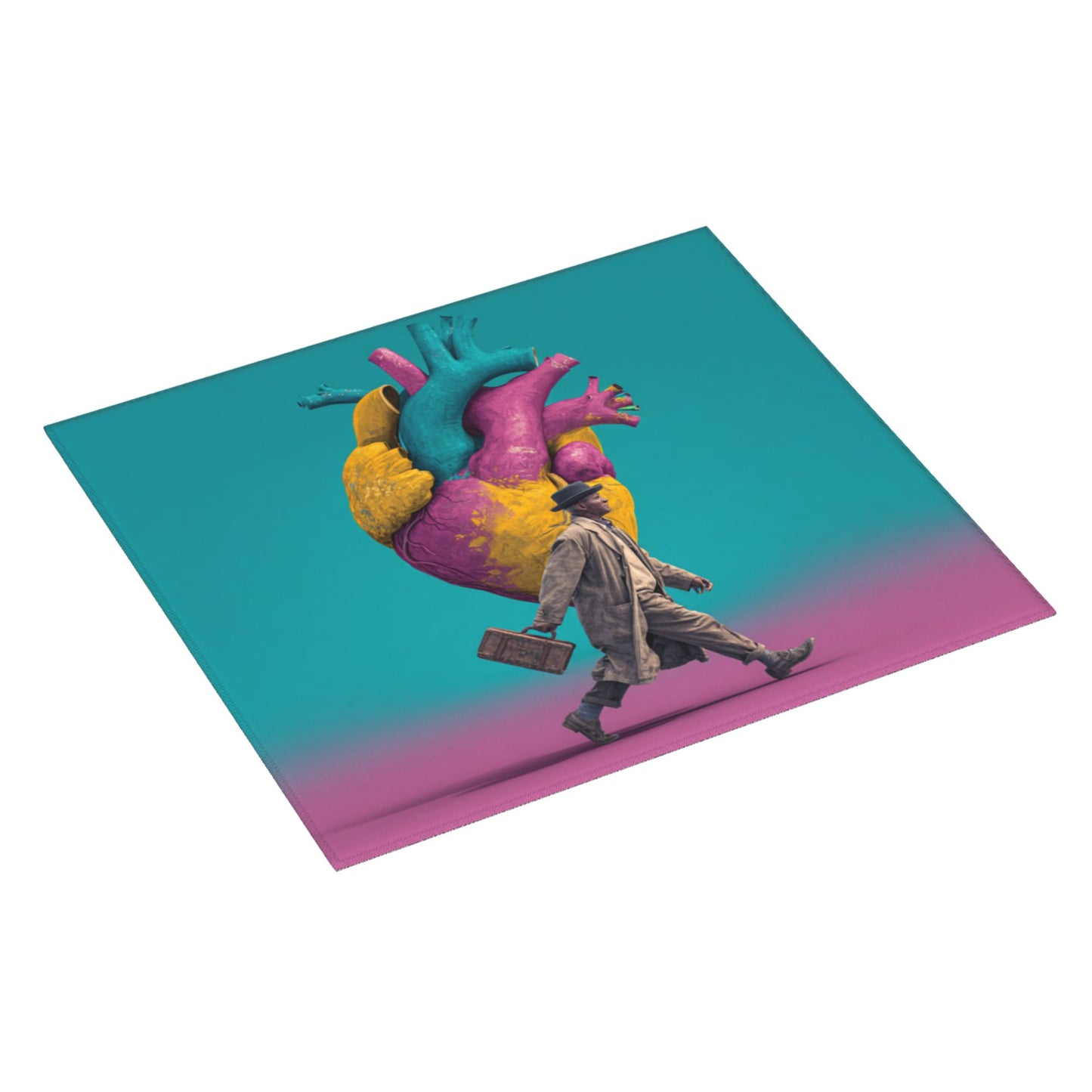 Vintage Art Drying Mat – Abstract Heart & Gentleman Design | Anti-Slip Kitchen Counter Mat 18×16in
