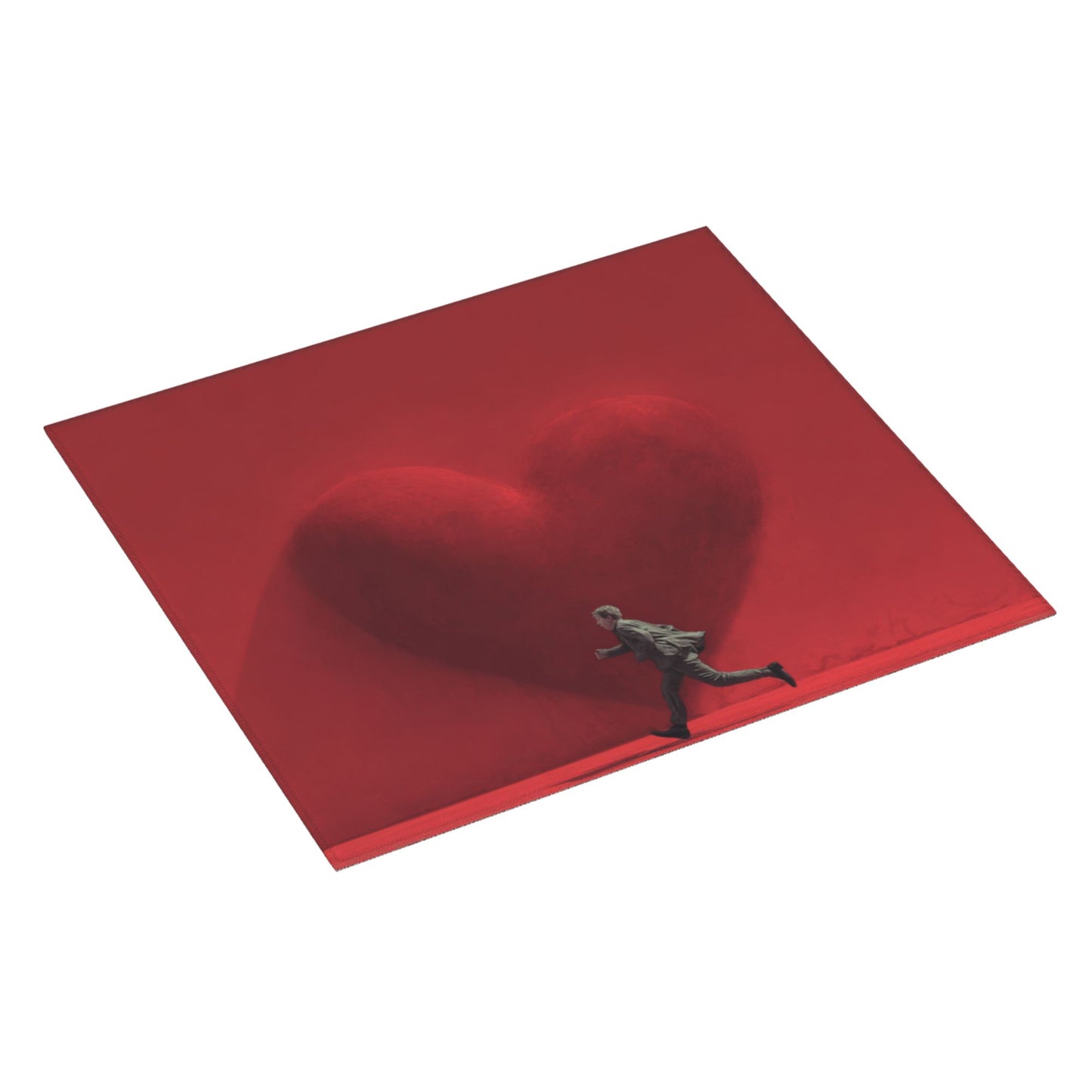 Red Heart & Running Man Art Kitchen Drying Mat – Anti-Slip Absorbent Counter Pad 18×16in