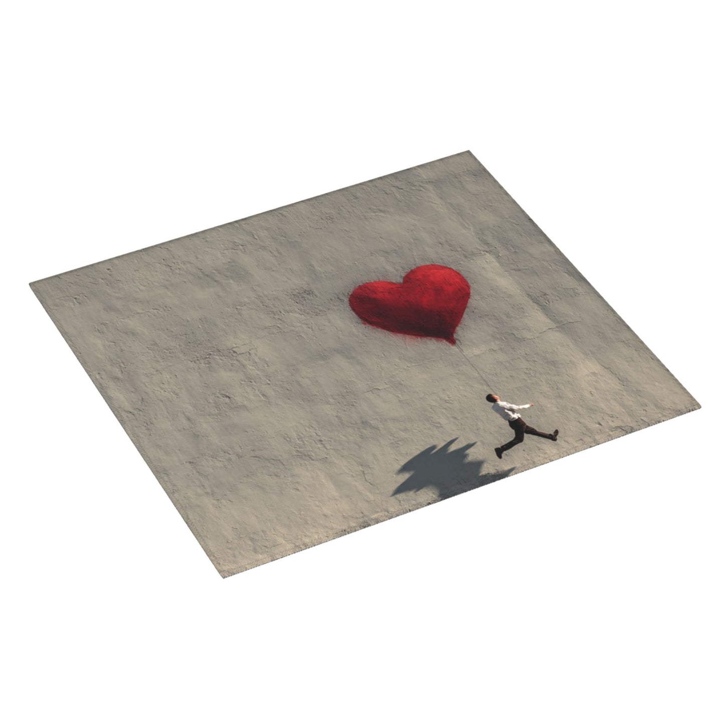 Running Man with Heart Balloon Kitchen Drying Mat – Artistic Counter Pad 18×16in