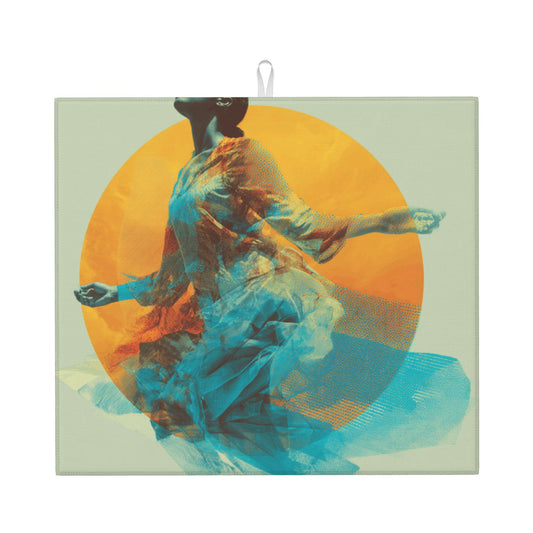 Solar Dance Kitchen Drying Mat – Ethereal Motion Print 18×16in