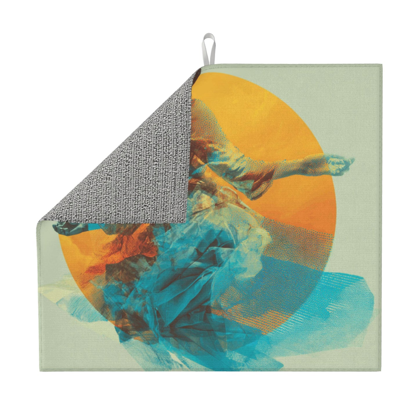 Solar Dance Kitchen Drying Mat – Ethereal Motion Print 18×16in