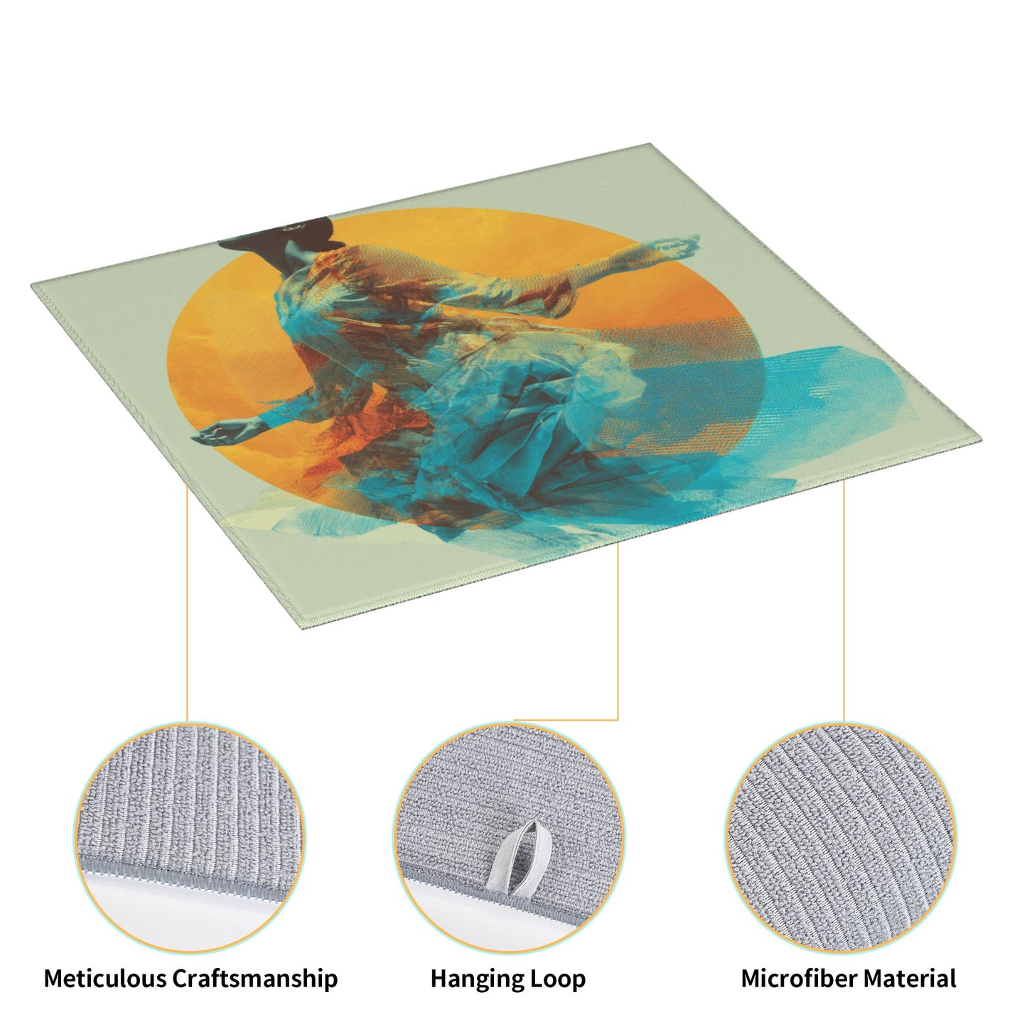 Solar Dance Kitchen Drying Mat – Ethereal Motion Print 18×16in