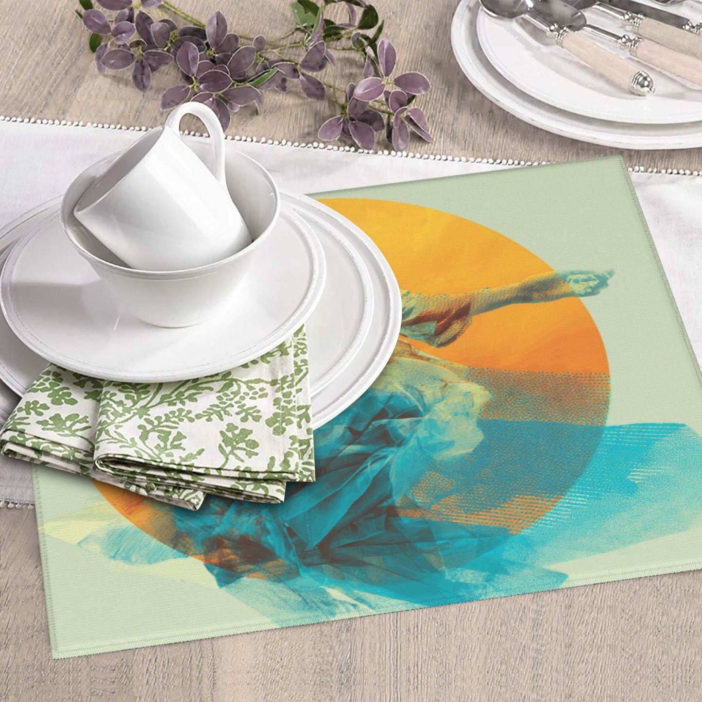 Solar Dance Kitchen Drying Mat – Ethereal Motion Print 18×16in