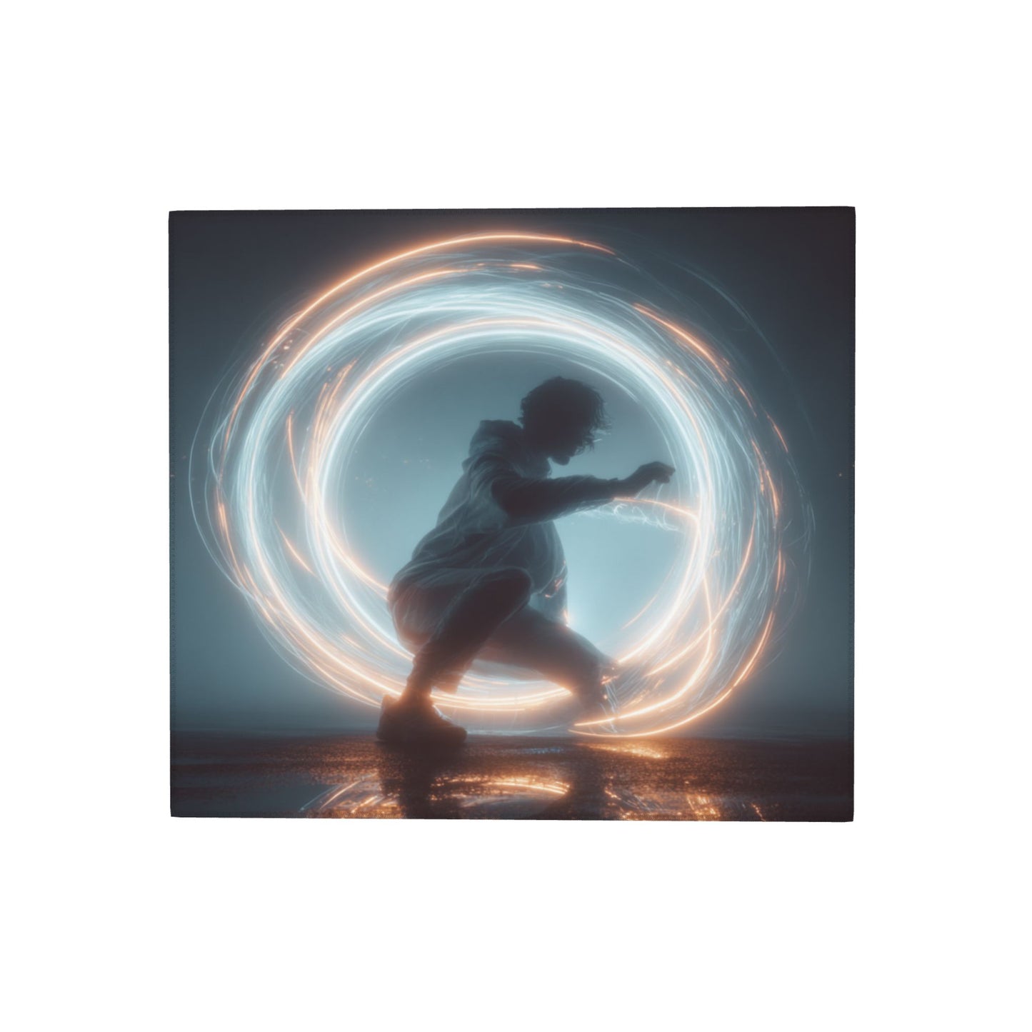 Energy Circle Kitchen Drying Mat – Luminous Ring Abstract Figure 18×16in