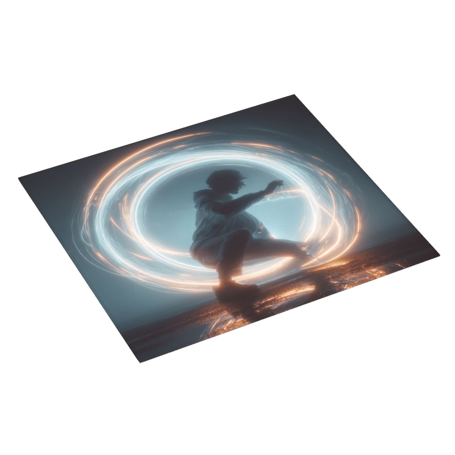 Energy Circle Kitchen Drying Mat – Luminous Ring Abstract Figure 18×16in