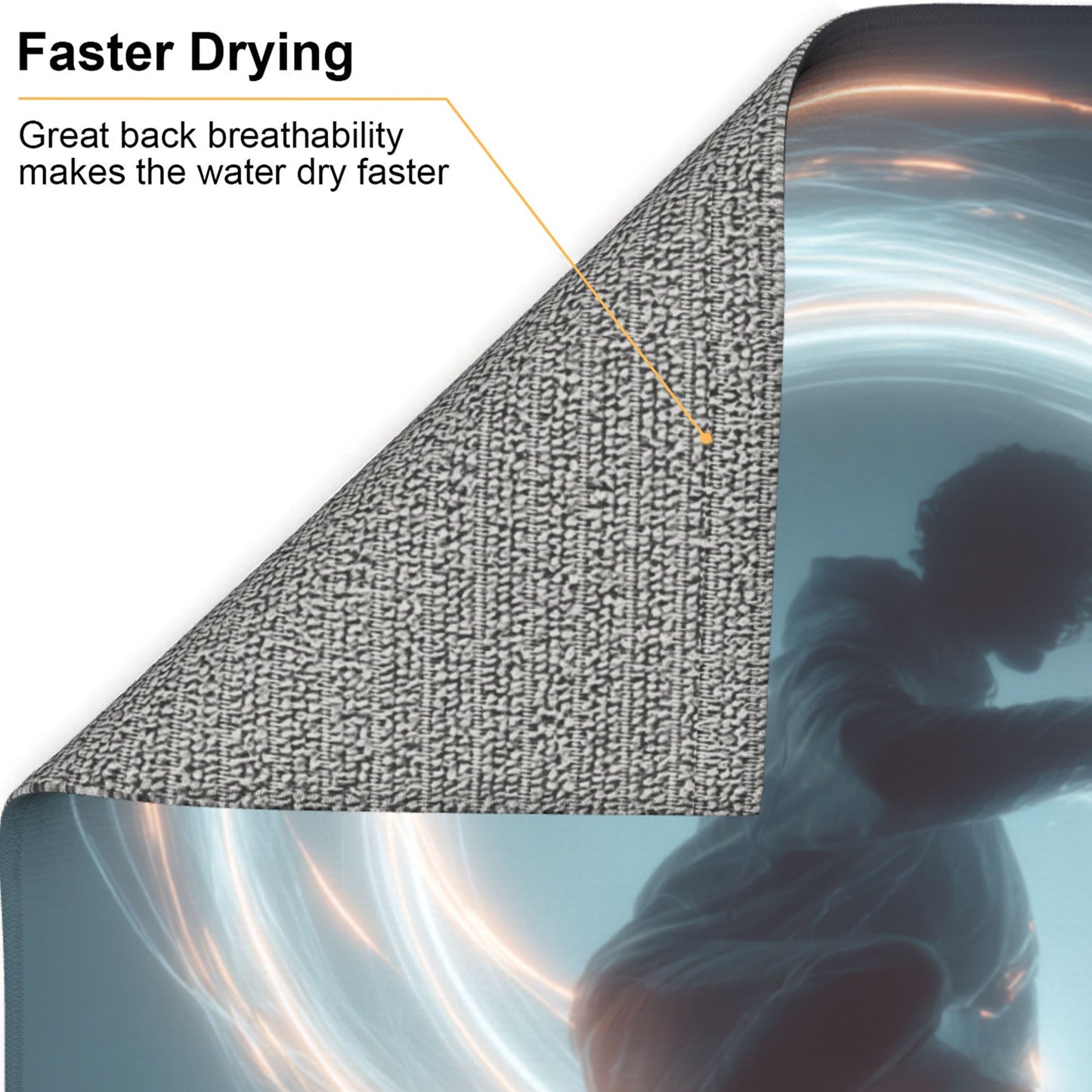Energy Circle Kitchen Drying Mat – Luminous Ring Abstract Figure 18×16in