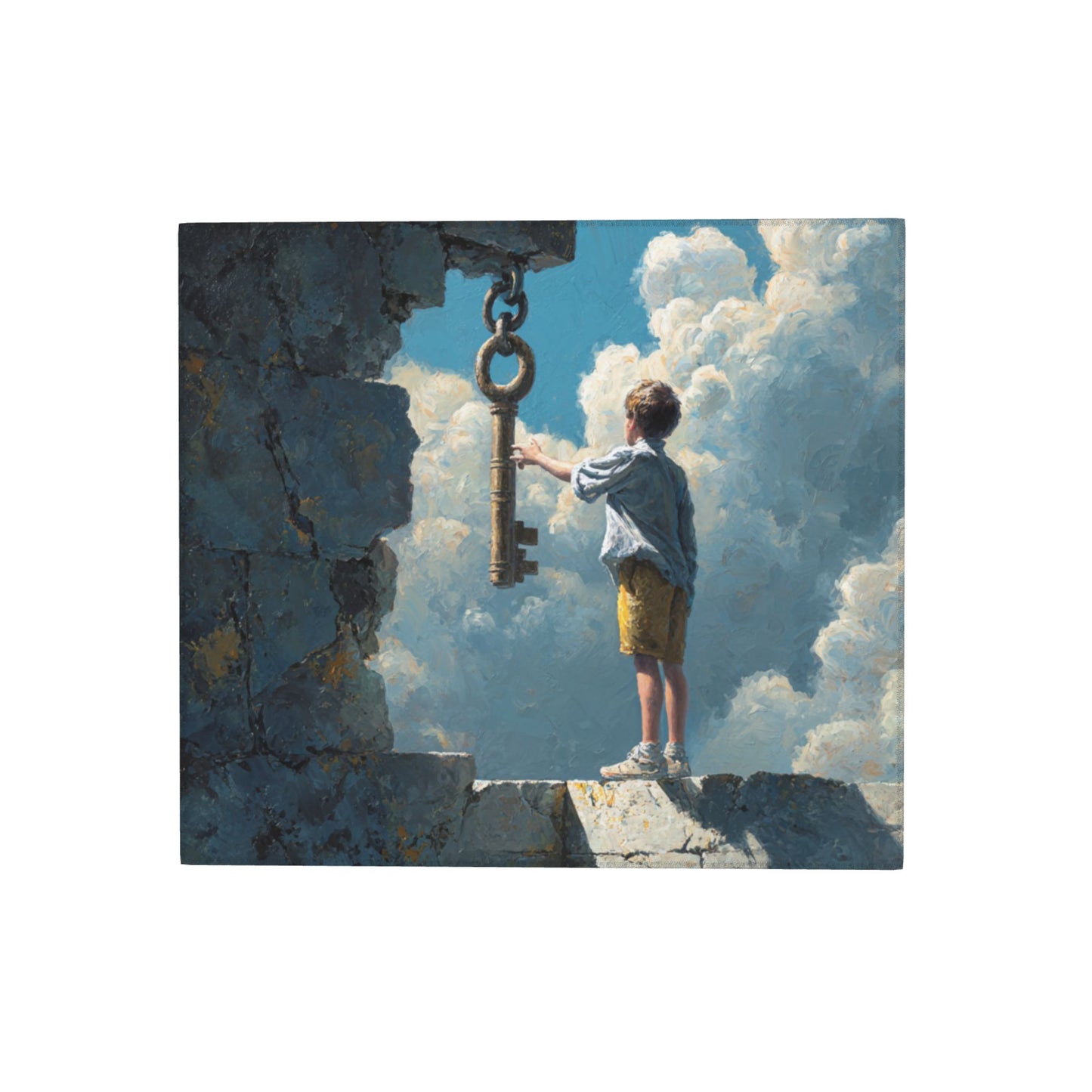 Dream Gate Kitchen Drying Mat – Cloud Key & Child Fantasy Art 18×16in