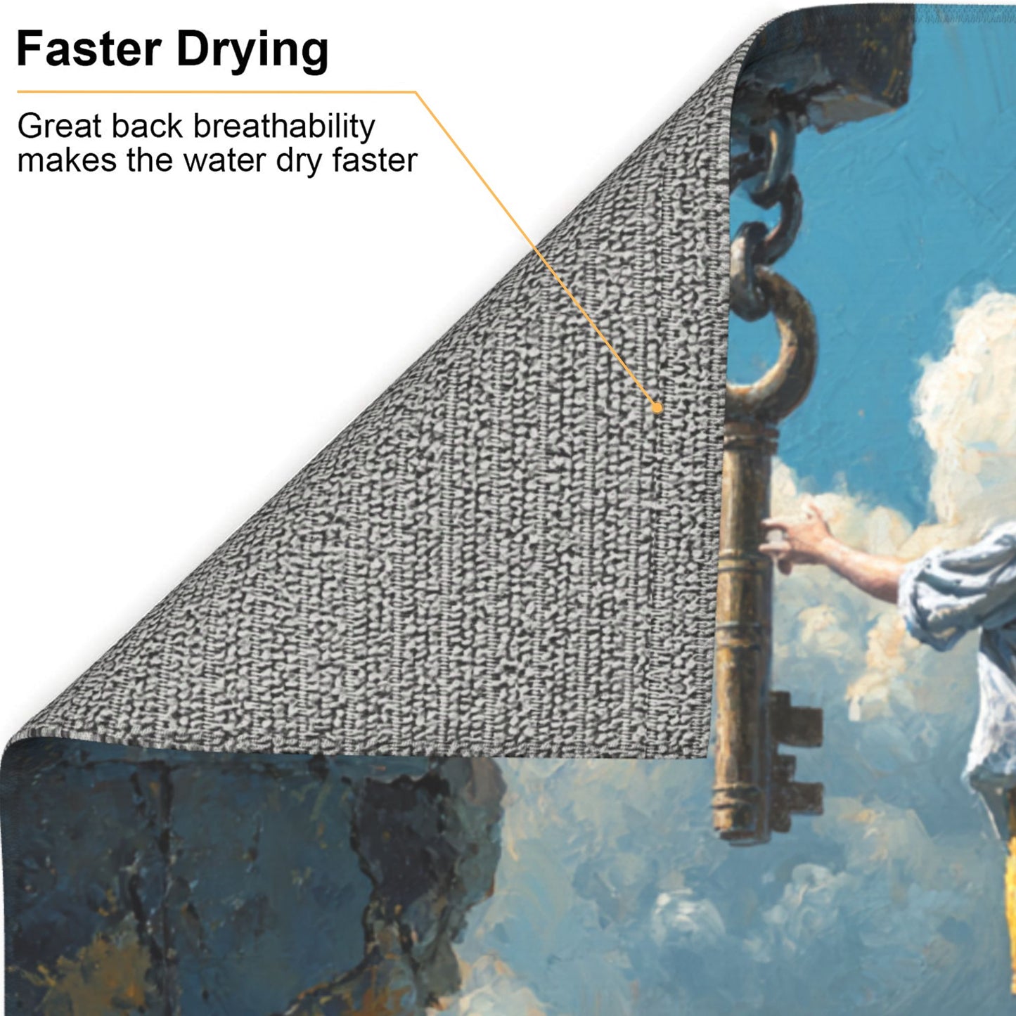Dream Gate Kitchen Drying Mat – Cloud Key & Child Fantasy Art 18×16in