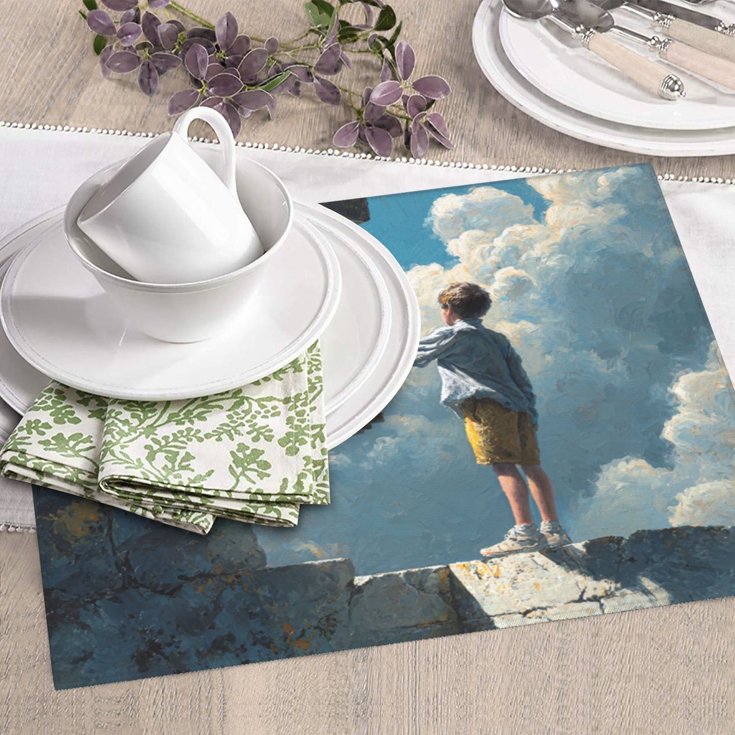 Dream Gate Kitchen Drying Mat – Cloud Key & Child Fantasy Art 18×16in