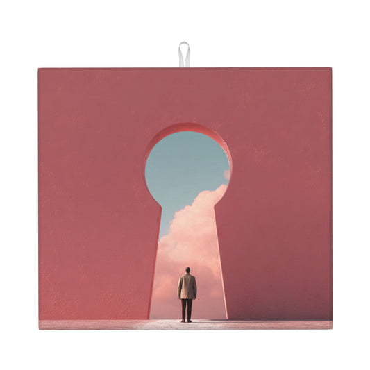Keyhole Vision Kitchen Drying Mat – Surreal Fantasy Design 18×16in