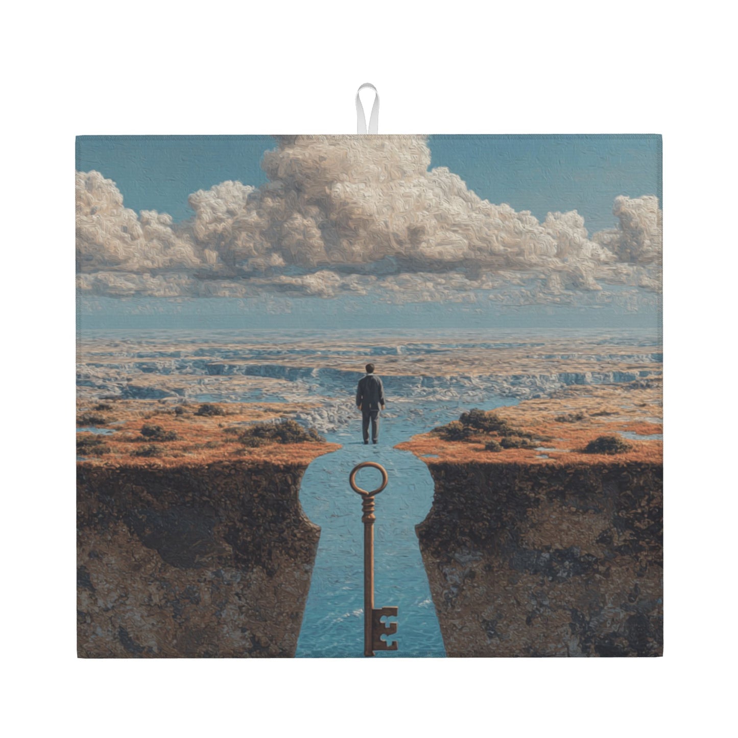 Key Path Kitchen Drying Mat – Surreal Gateway Landscape Art 18×16in
