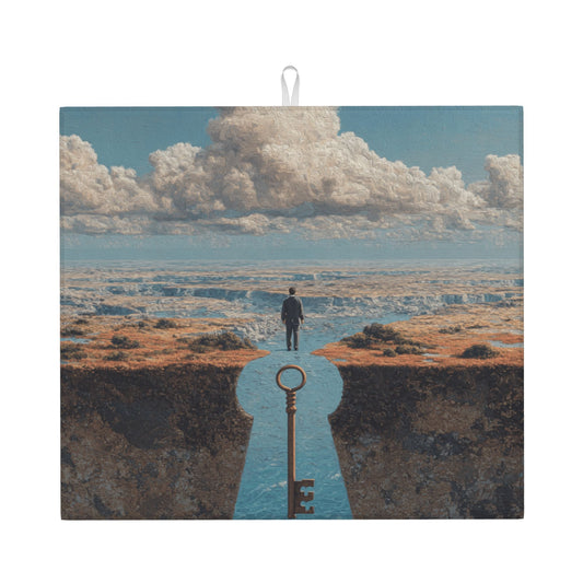 Key Path Kitchen Drying Mat – Surreal Gateway Landscape Art 18×16in
