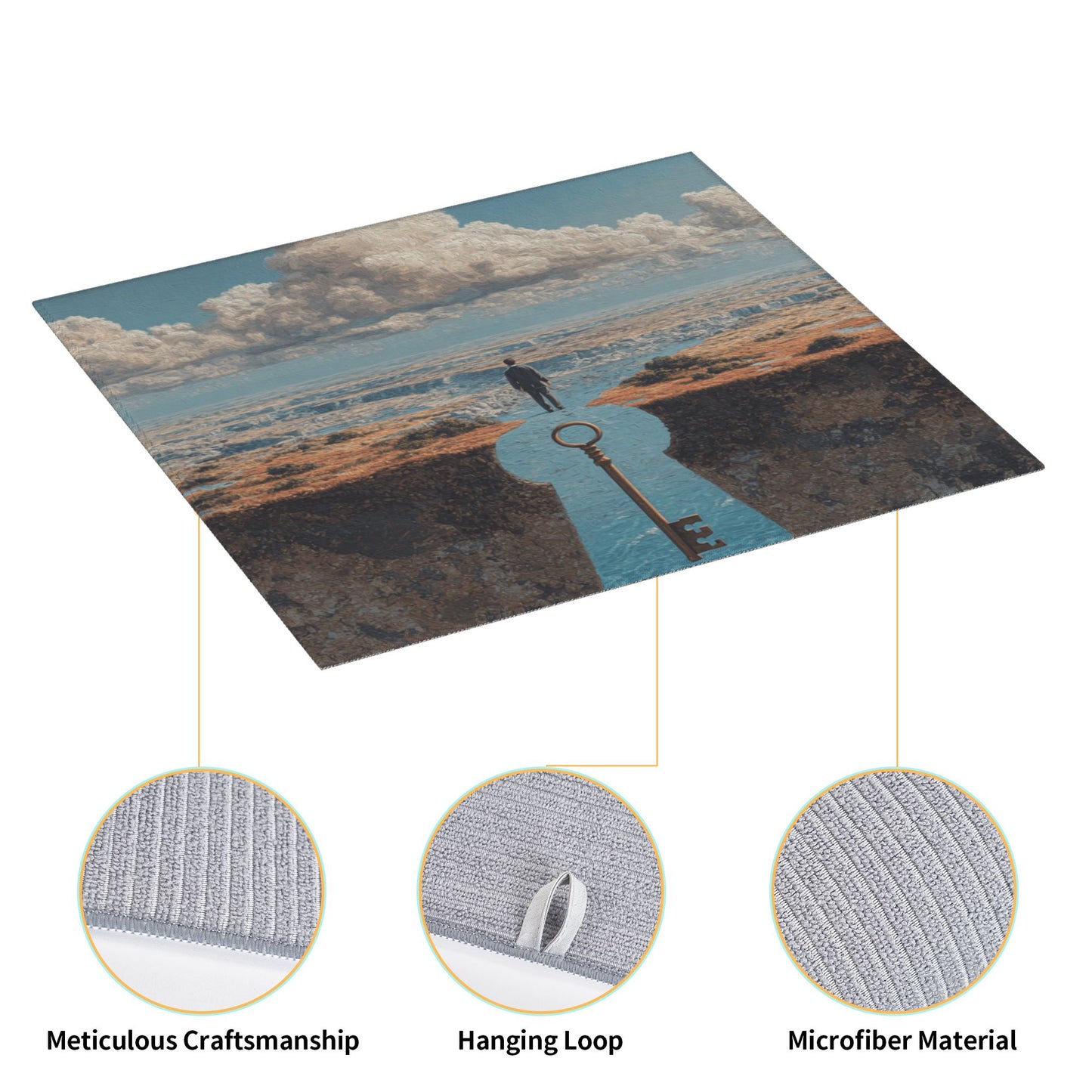 Key Path Kitchen Drying Mat – Surreal Gateway Landscape Art 18×16in