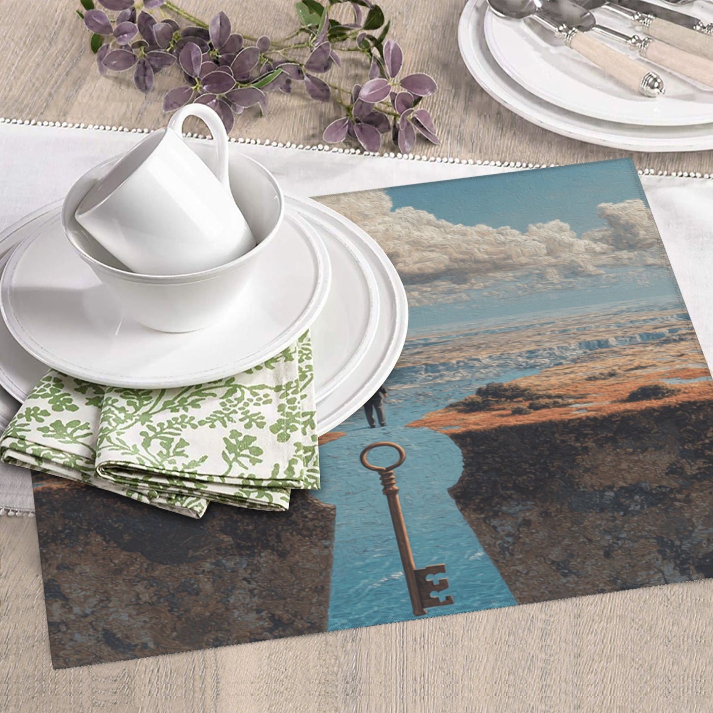 Key Path Kitchen Drying Mat – Surreal Gateway Landscape Art 18×16in