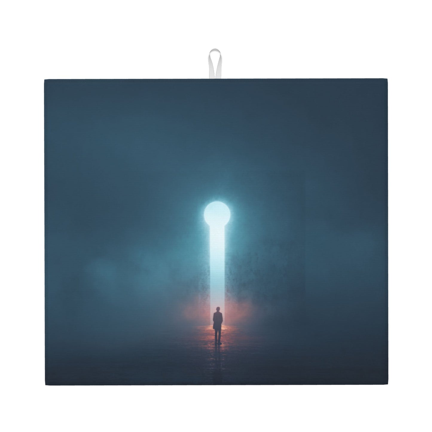 Portal of Light Keyhole Kitchen Drying Mat – Surreal Silhouette Design 18×16in