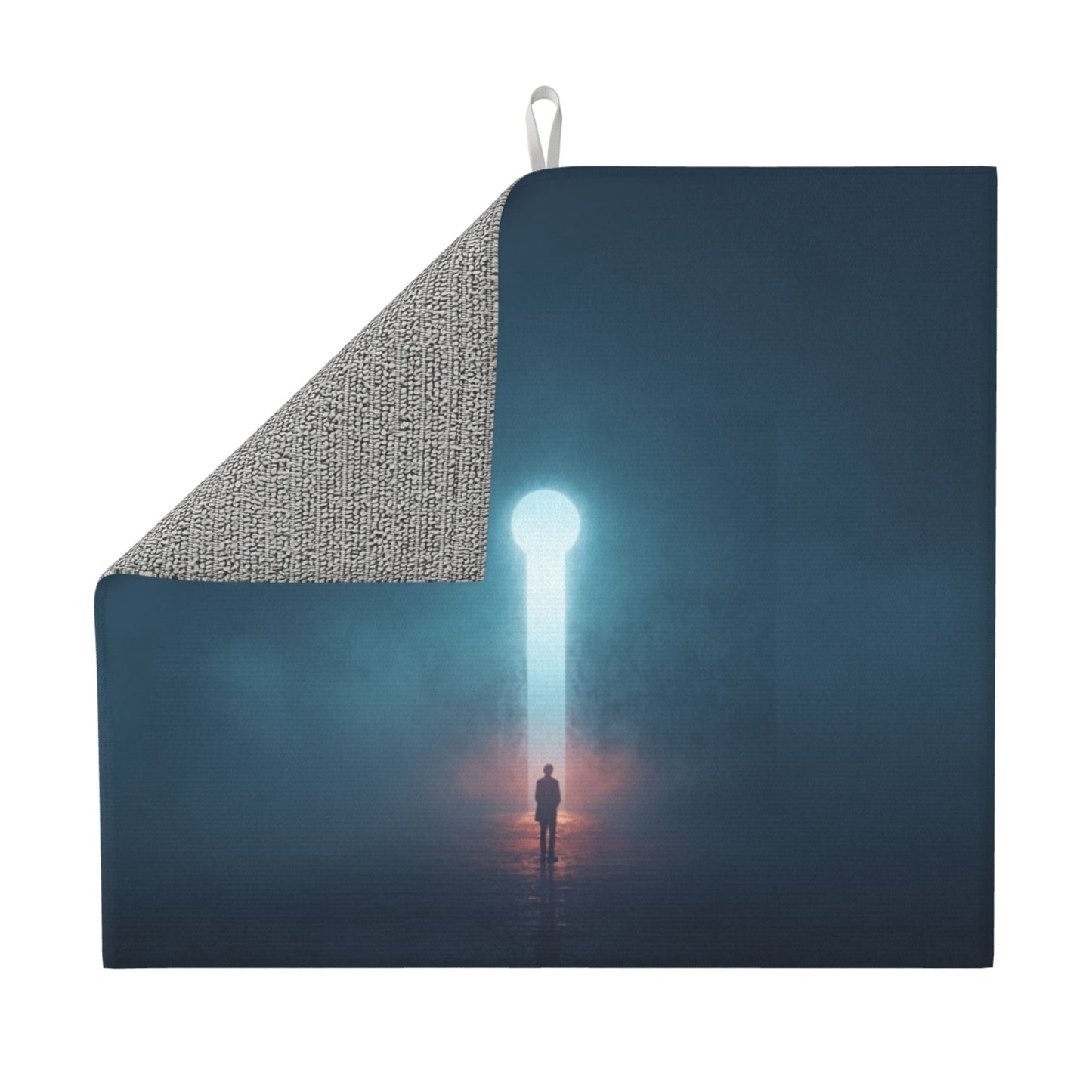 Portal of Light Keyhole Kitchen Drying Mat – Surreal Silhouette Design 18×16in