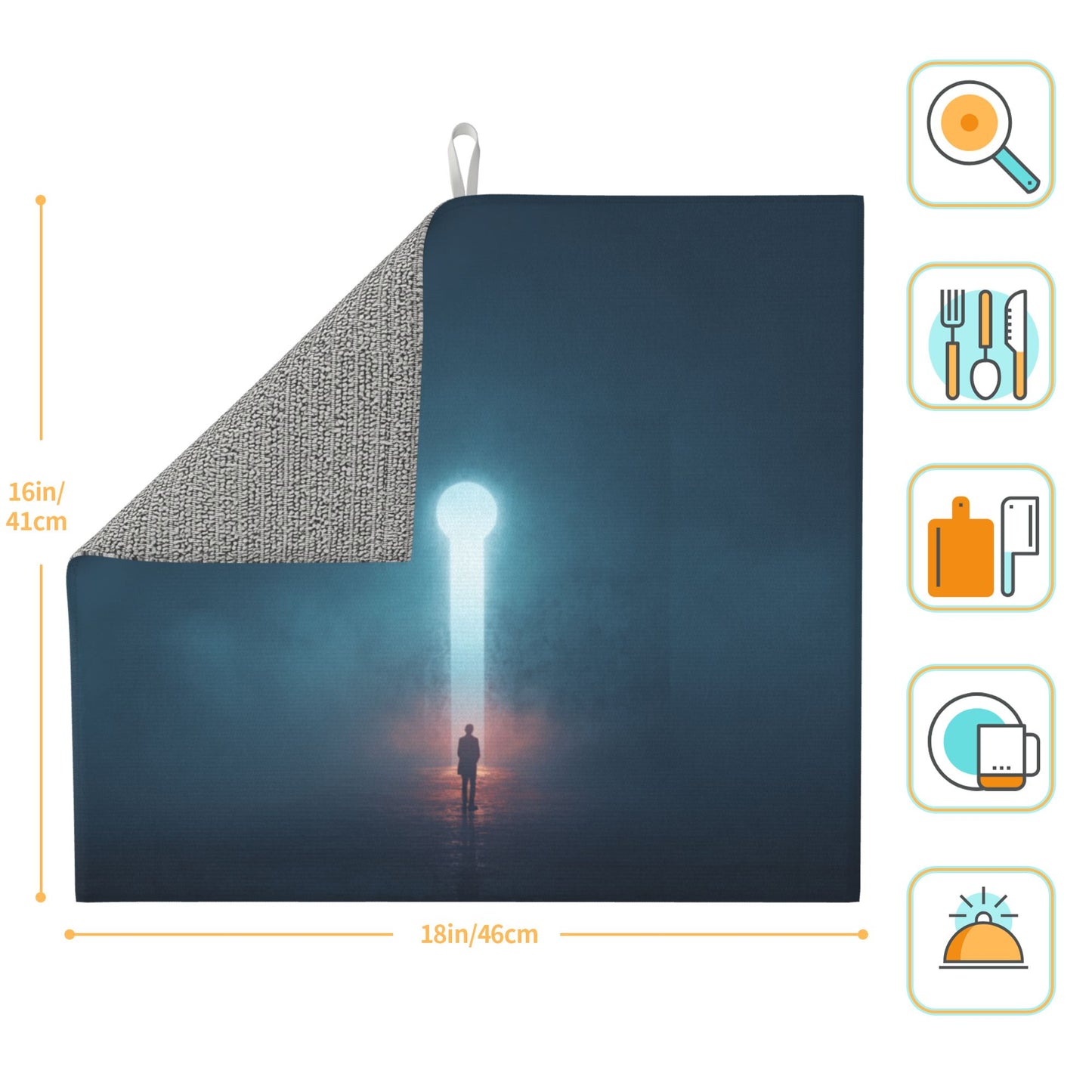 Portal of Light Keyhole Kitchen Drying Mat – Surreal Silhouette Design 18×16in