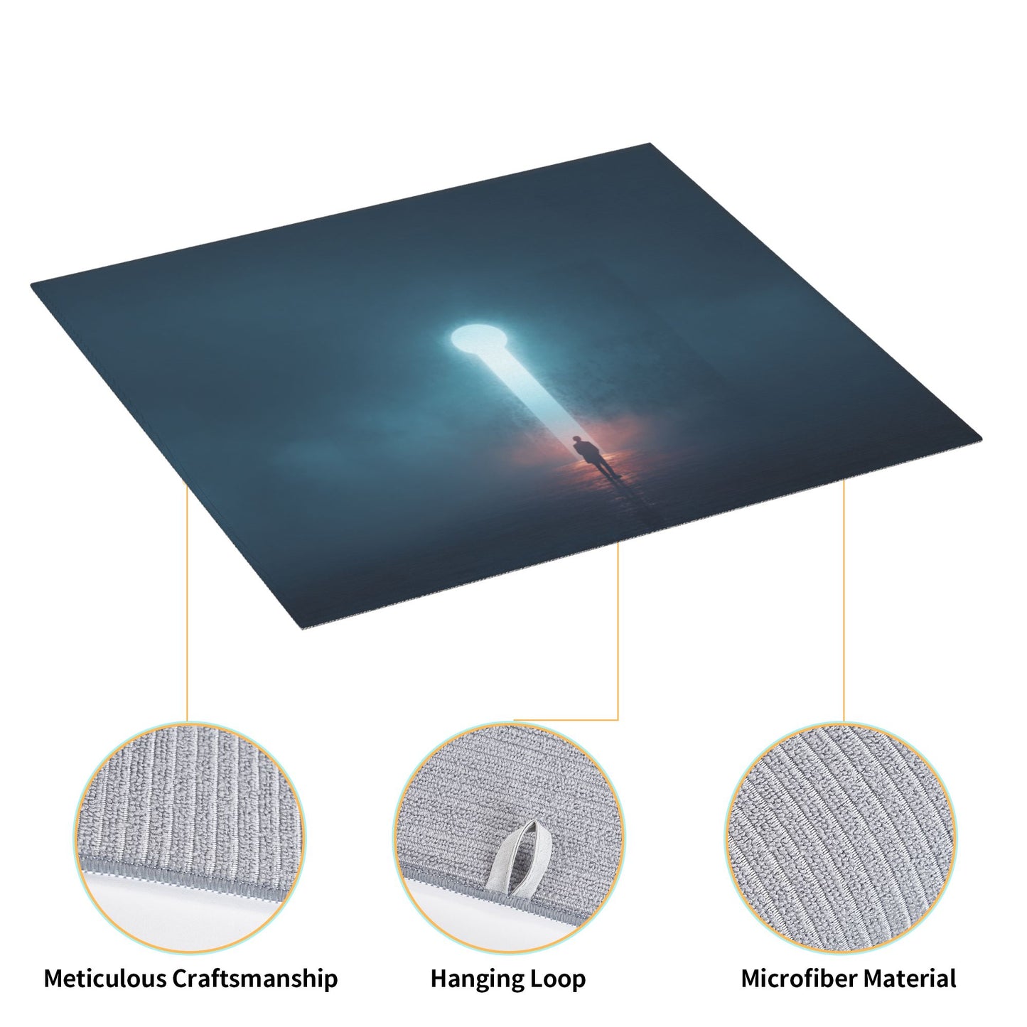Portal of Light Keyhole Kitchen Drying Mat – Surreal Silhouette Design 18×16in