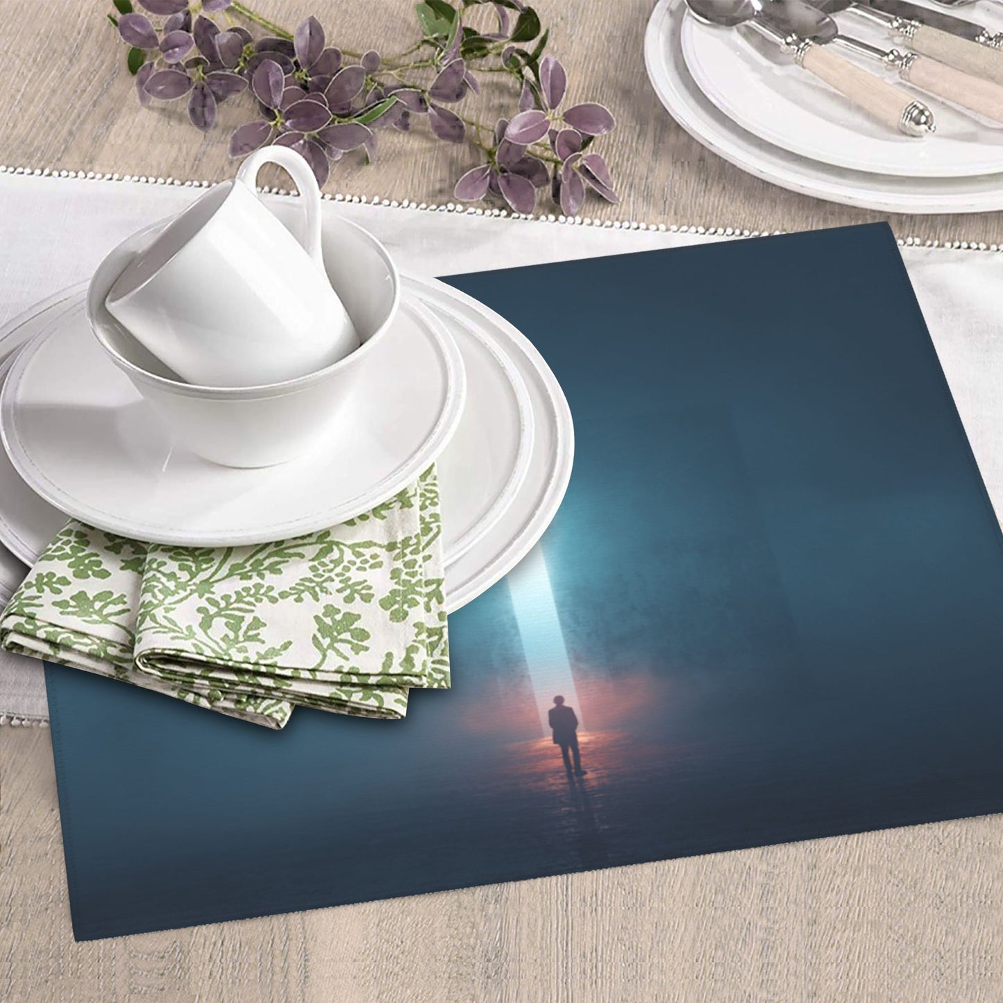 Portal of Light Keyhole Kitchen Drying Mat – Surreal Silhouette Design 18×16in