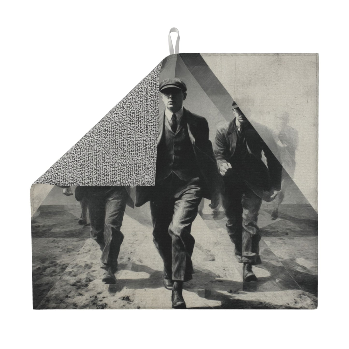 Vintage Gentlemen Walk Kitchen Drying Mat – Retro Black & White Suited Men Art 18×16in