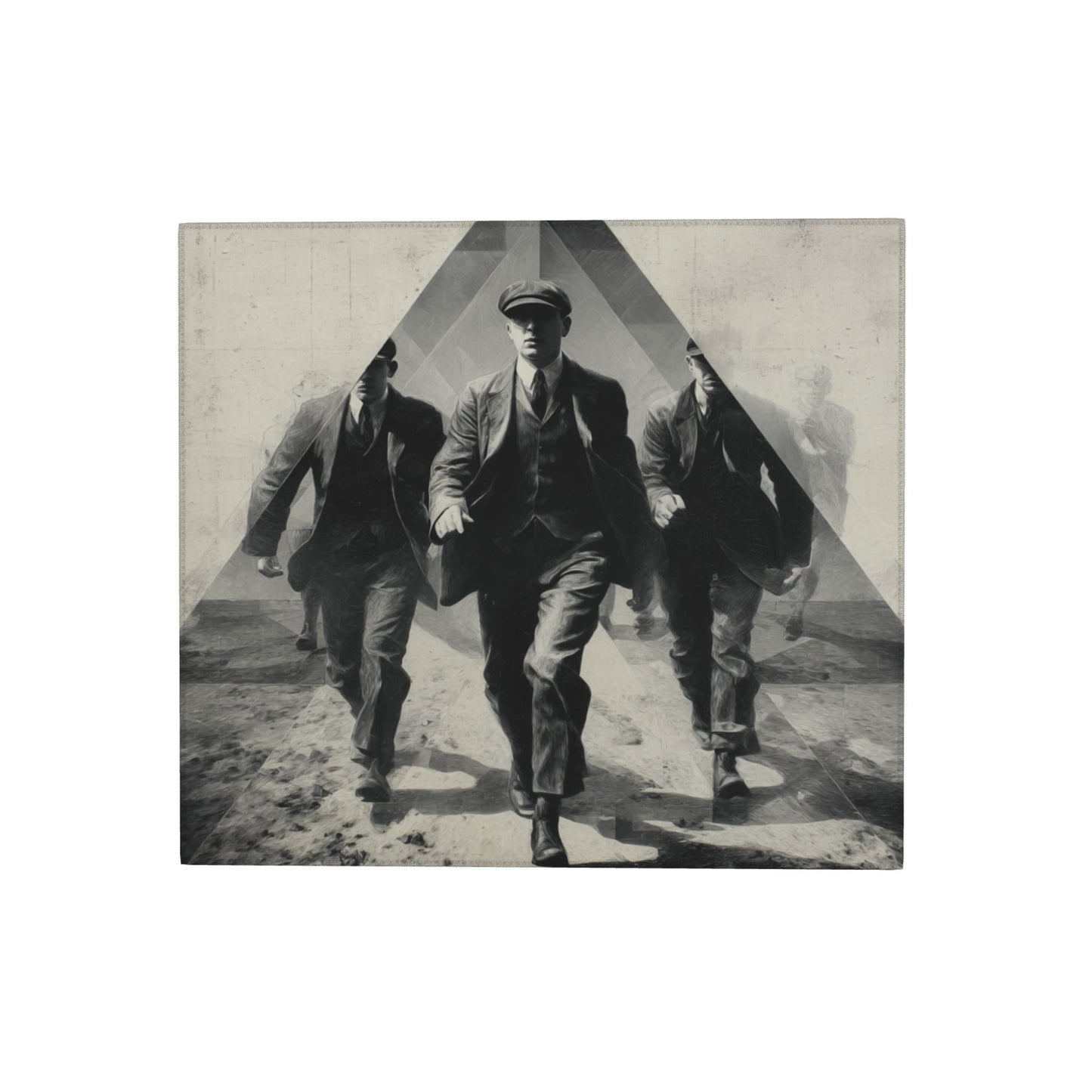 Vintage Gentlemen Walk Kitchen Drying Mat – Retro Black & White Suited Men Art 18×16in