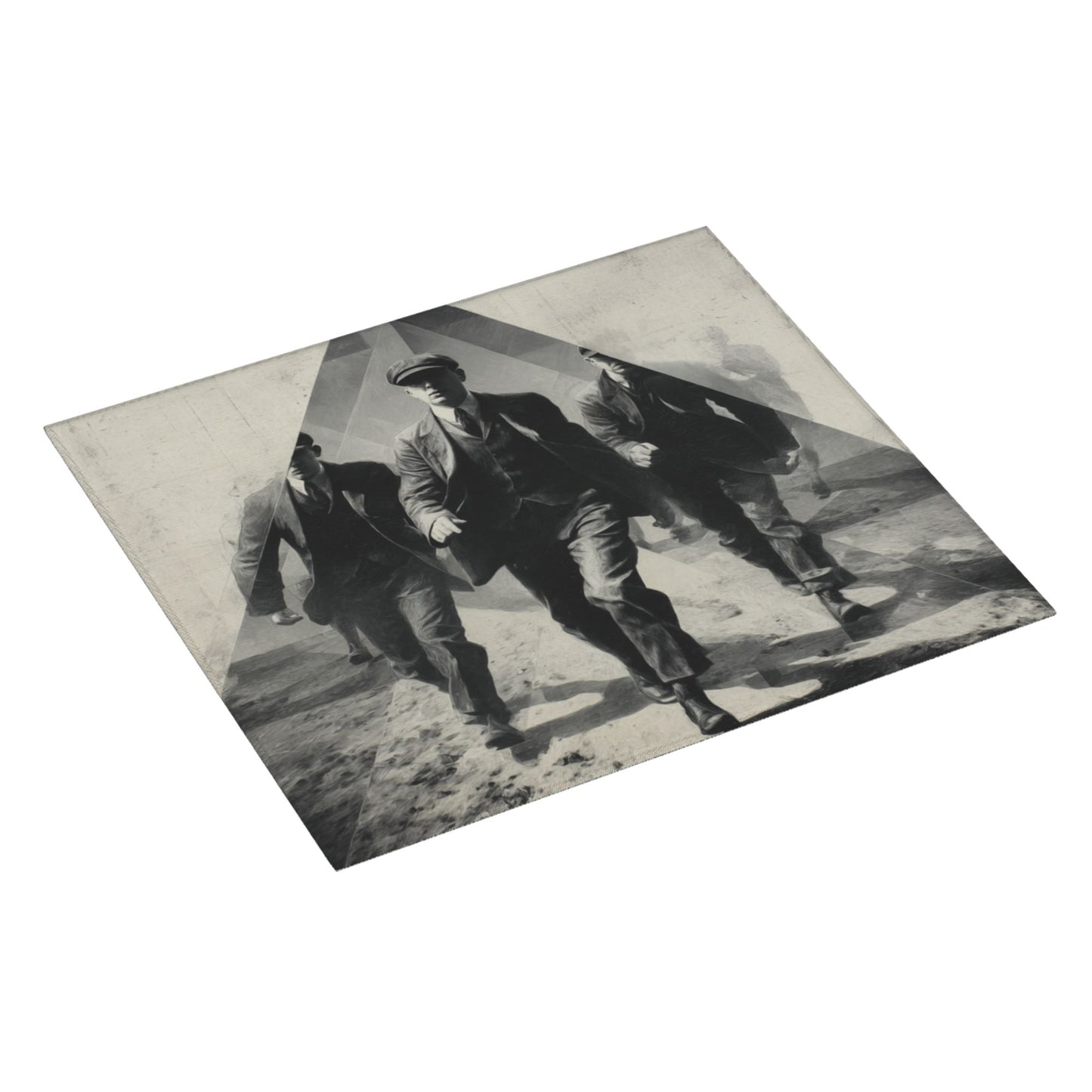 Vintage Gentlemen Walk Kitchen Drying Mat – Retro Black & White Suited Men Art 18×16in