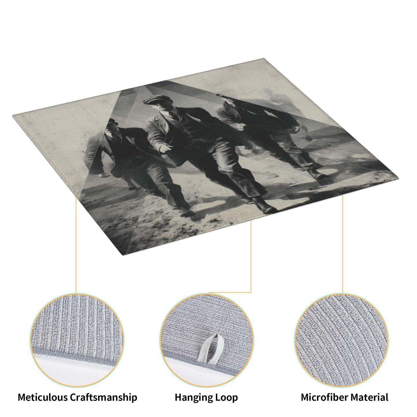 Vintage Gentlemen Walk Kitchen Drying Mat – Retro Black & White Suited Men Art 18×16in