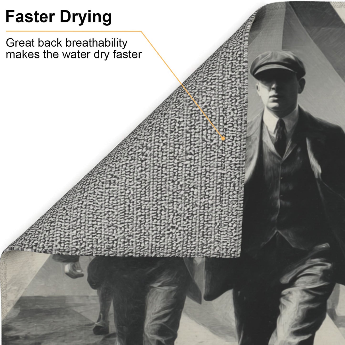 Vintage Gentlemen Walk Kitchen Drying Mat – Retro Black & White Suited Men Art 18×16in