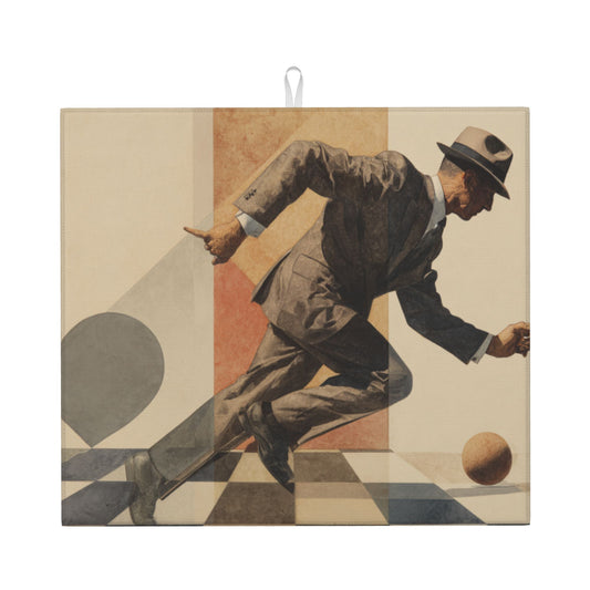 Vintage Gentleman Running Kitchen Drying Mat – Geometric Art Style 18×16in